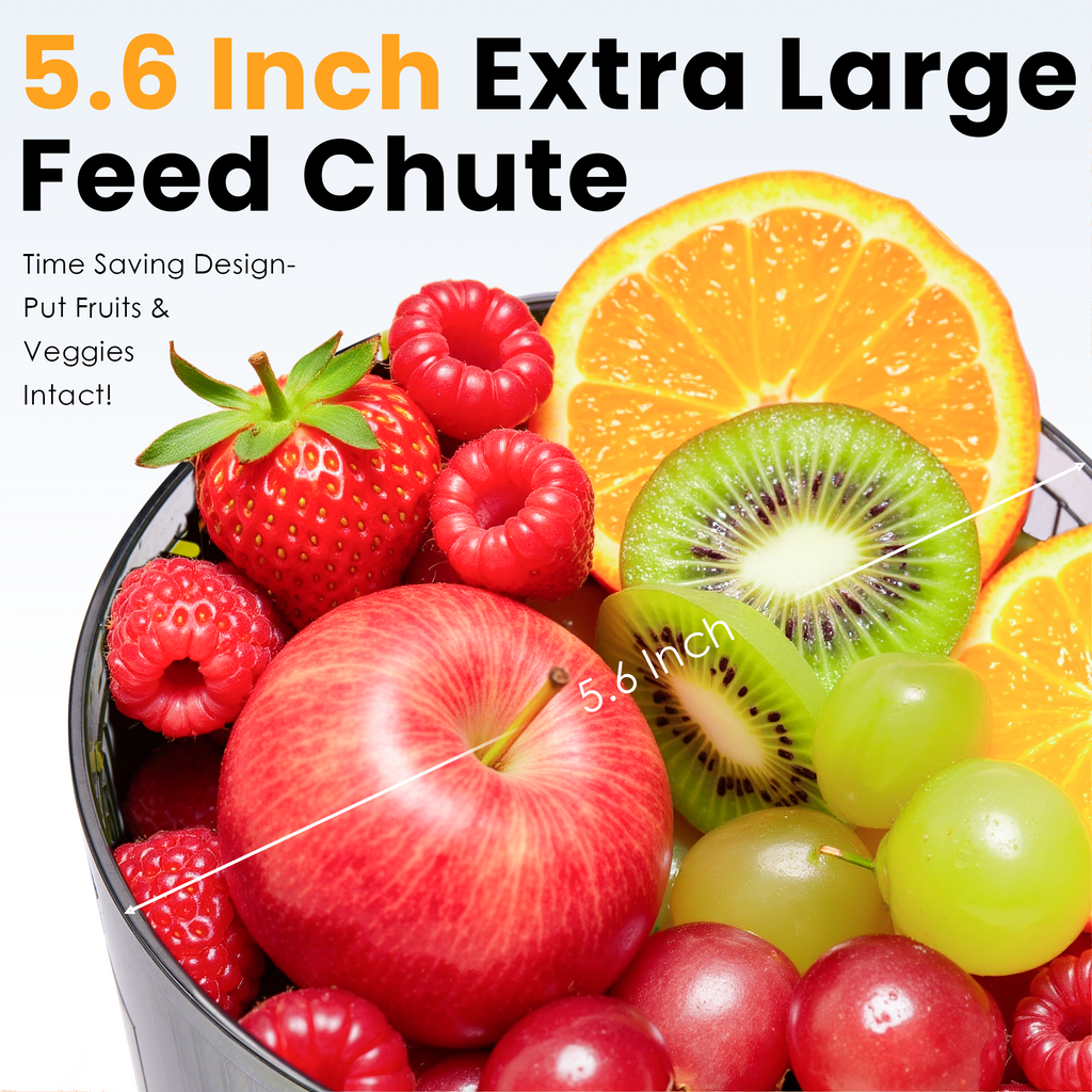 Cold Press Juicer, 5.6" Wide Feed Chute Juicer Machines for Vegetable and Fruit, Slow Masticating Juicer with DC Moter