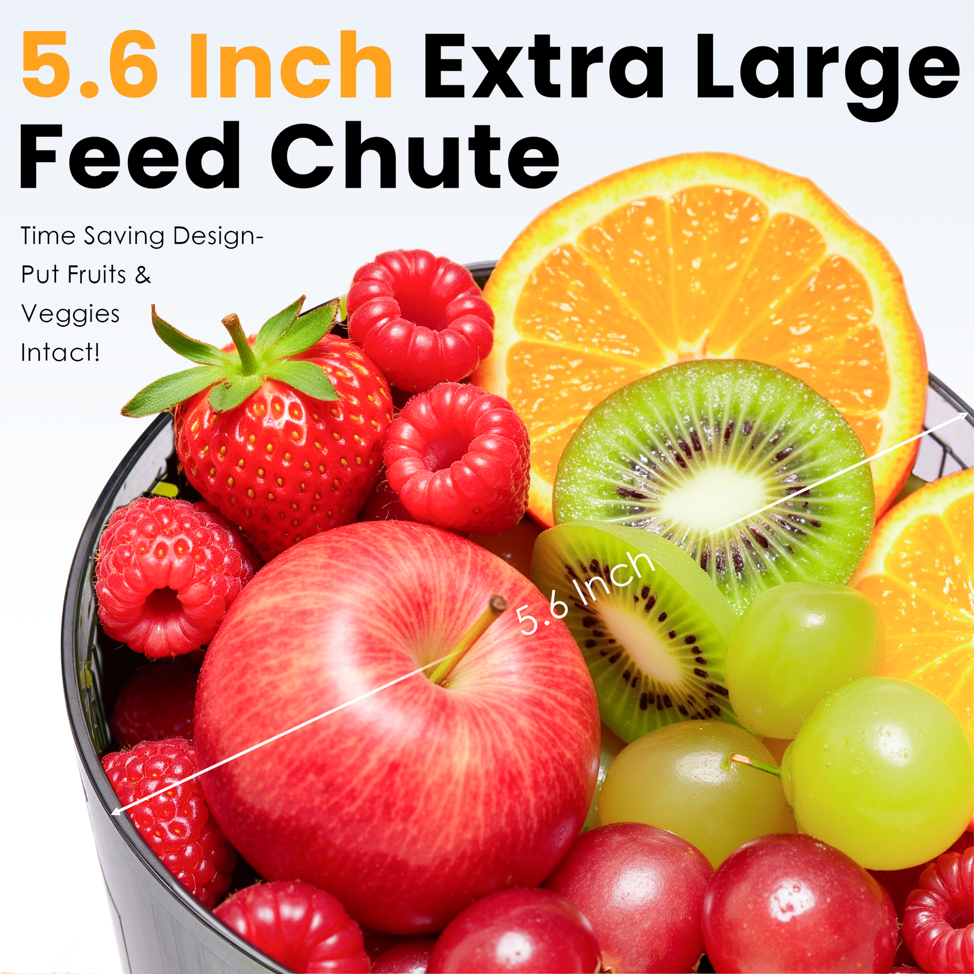 Cold Press Juicer, 5.6" Wide Feed Chute Juicer Machines for Vegetable and Fruit, Slow Masticating Juicer with DC Moter