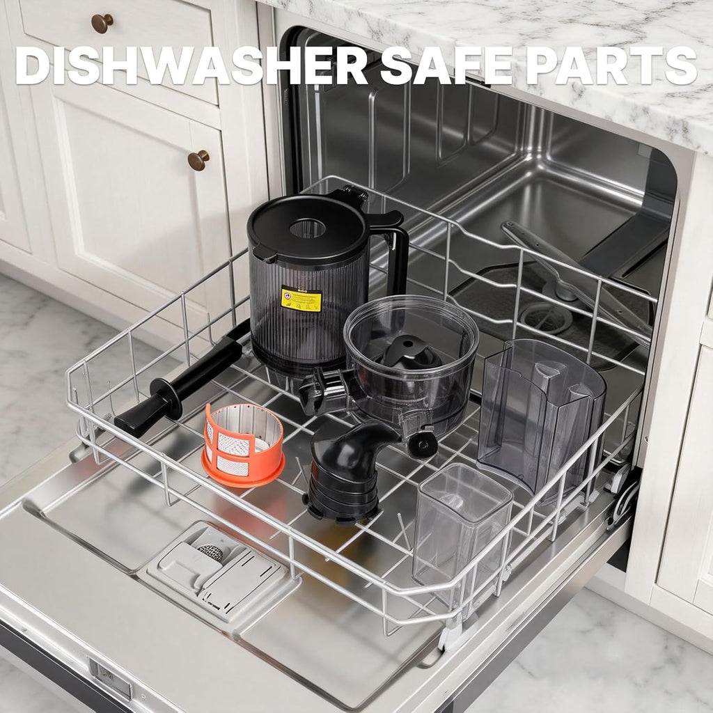 Cold Press Juicer, 5.5inch Wide Feed Chute Juicer Extractor Machine, Slow Masticating Juicer for Whole Vegetables & Fruits, Black