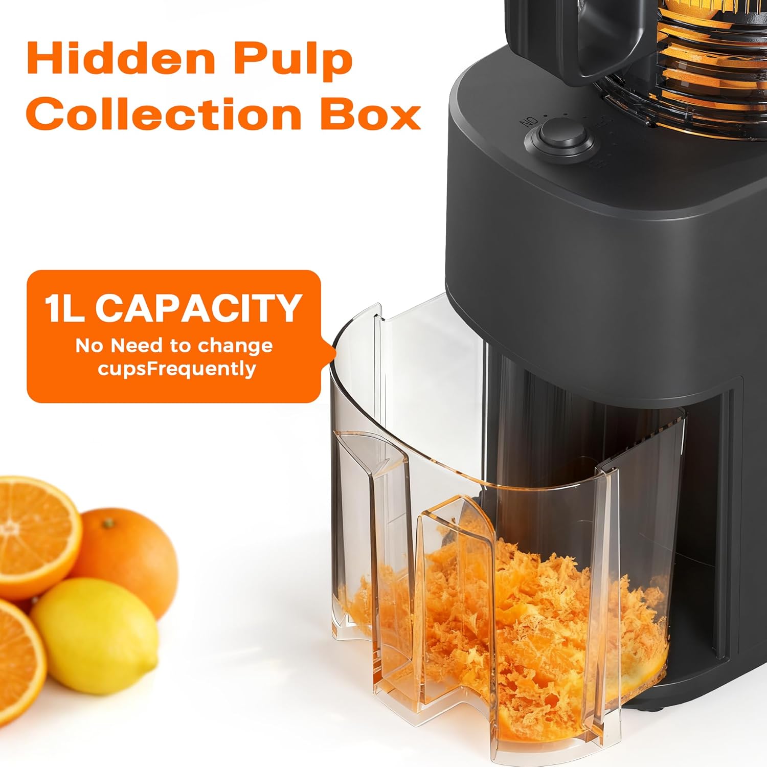 Cold Press Juicer, 5.5inch Wide Feed Chute Juicer Machine, Slow Masticating Juicer for Whole Vegetables & Fruits, Gray