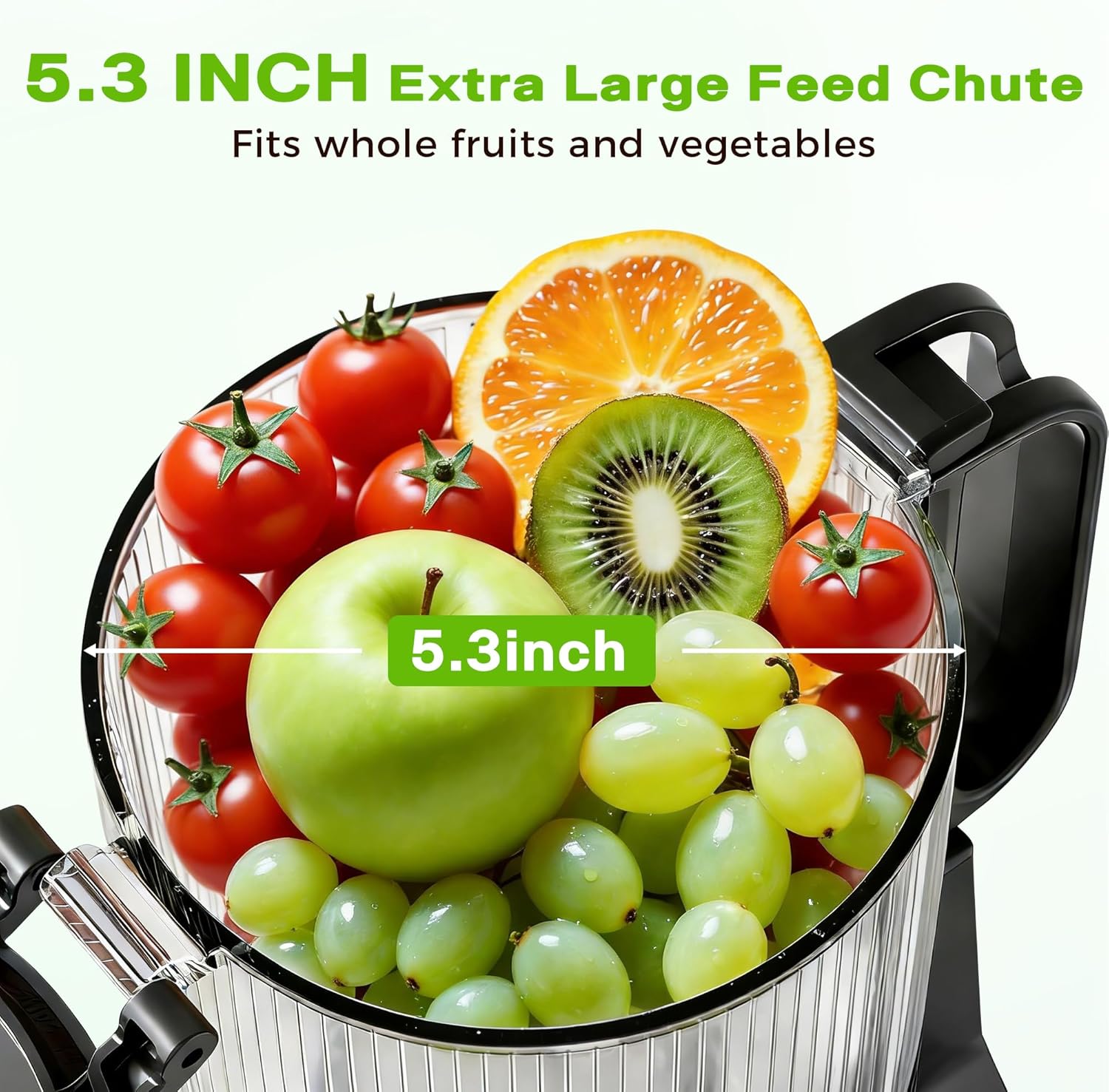 Cold Press Juicer, Juicer Machines with 5.3" Wide Feed Chute, Slow Masticating Juicer for Whole Fruits and with VegetablesHigh Yield (Gray)