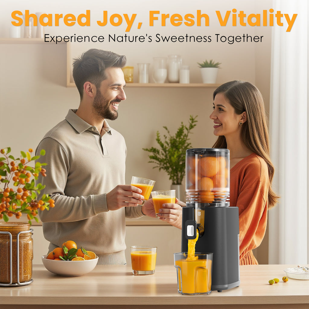 Cold Press Juicer, 5.6" Wide Feed Chute Juicer Machines for Vegetable and Fruit, Slow Masticating Juicer with DC Moter